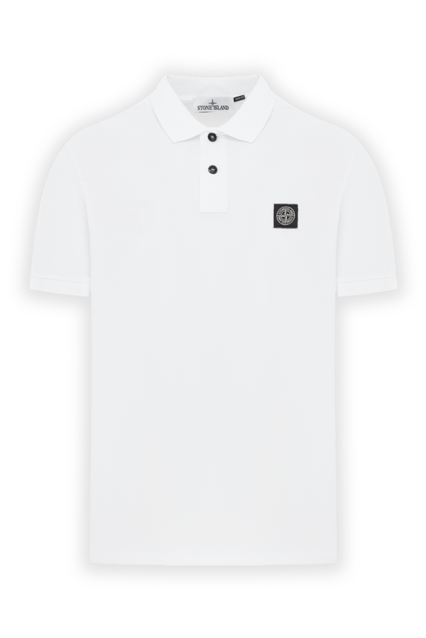 Stone Island white cotton men's polo with compass logo 186853 - photo 1