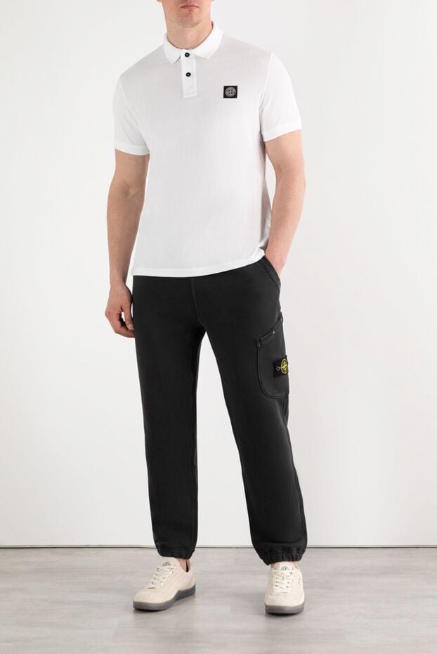 Stone Island white cotton men's polo with compass logo 186853 - photo 2
