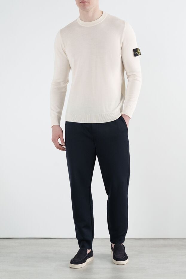 Stone Island білий джемпер чоловічий з вовни з логотипом 186856 - фото 2