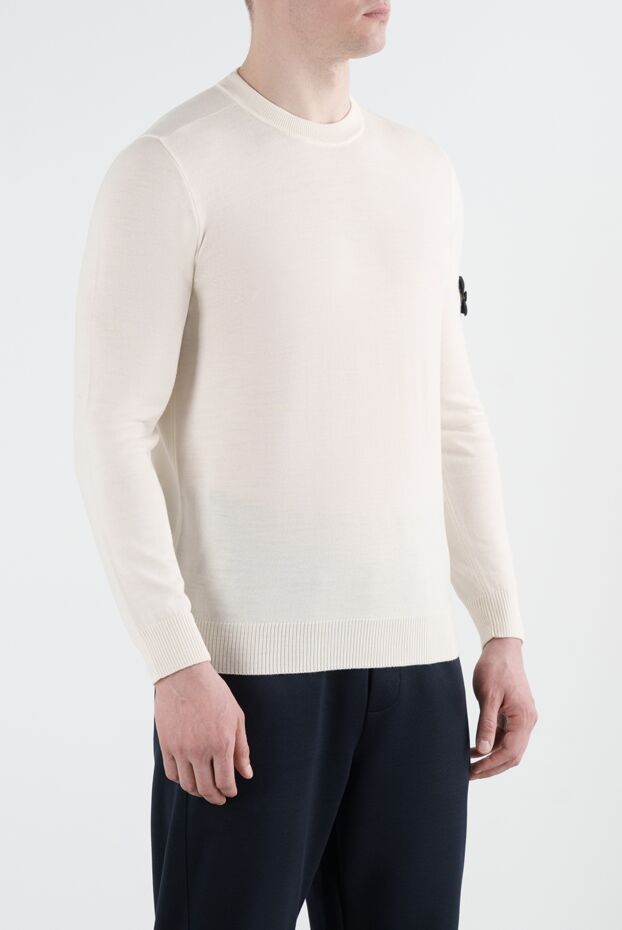 Stone Island білий джемпер чоловічий з вовни з логотипом 186856 - фото 3