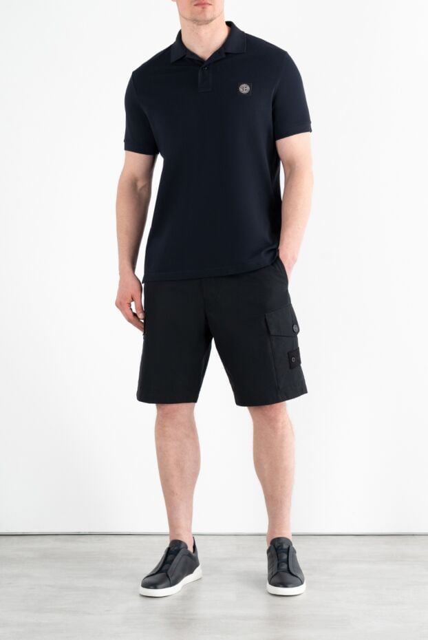 Stone Island men's ink knit polo shirt with logo patch (markdown) 196328 - photo 2