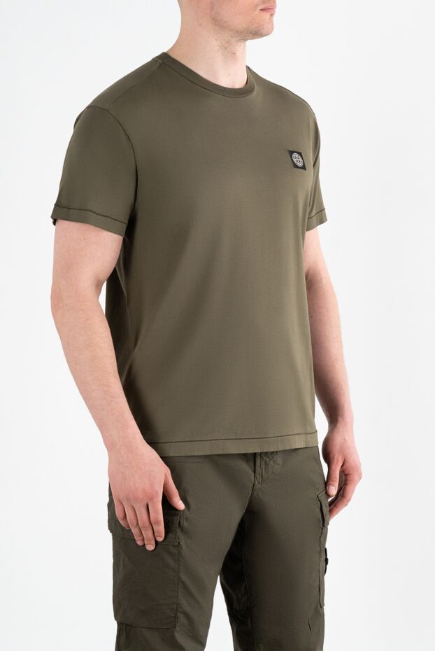 Stone Island green slim fit t-shirt with compass logo patch 186862 - photo 3