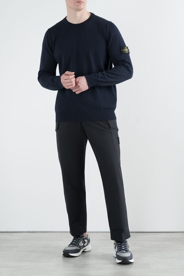 Stone Island branded men's black cotton jumper 186875 - photo 2