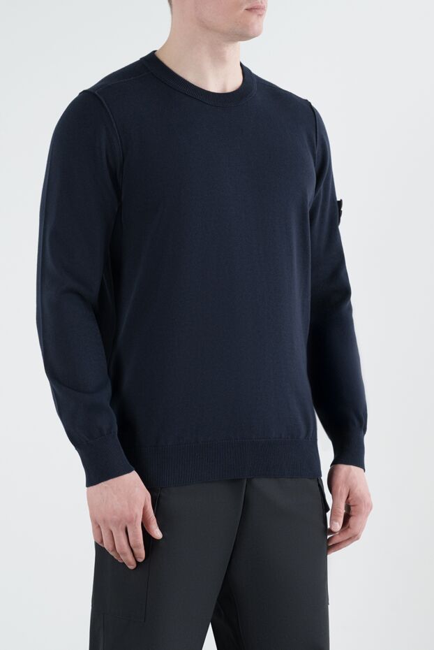 Stone Island branded men's black cotton jumper 186875 - photo 3