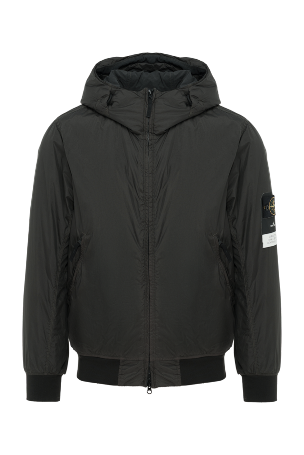 Men's gray jacket with hood and logo - photo 1