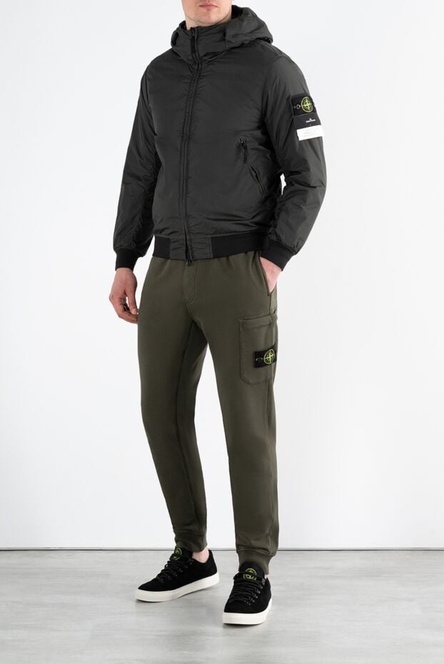Men's gray jacket with hood and logo - photo 2