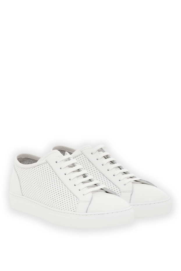 Doucal`s white leather sneakers for men with perforations 186922 - photo 3