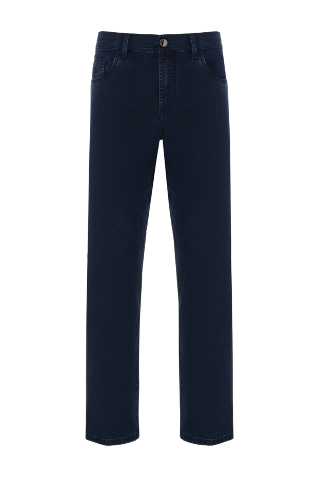 Dark blue jeans with crocodile leather inserts - photo 1