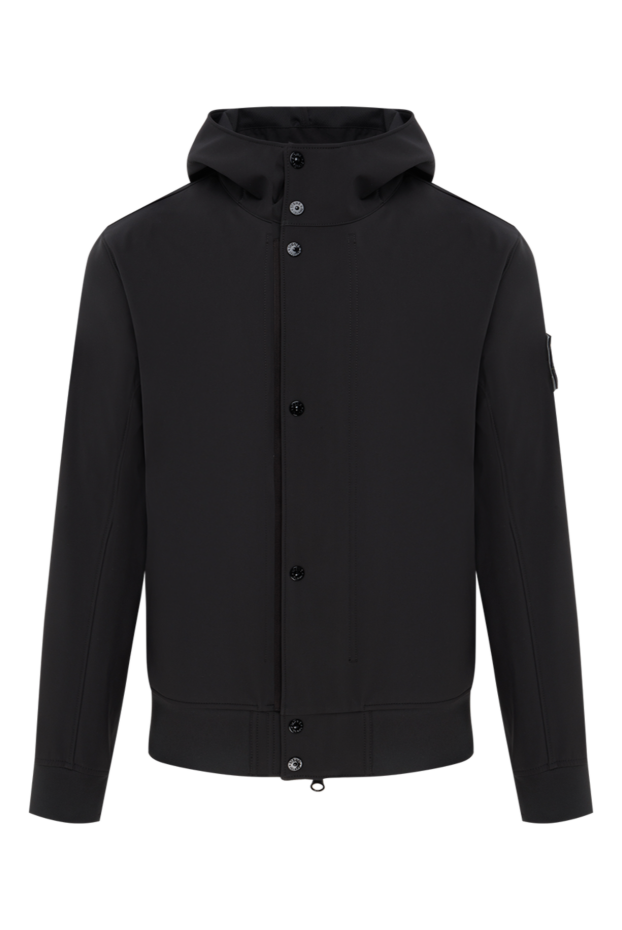 Stone Island men's dark blue windbreaker with logo with zipper and buttons 186943 - photo 1