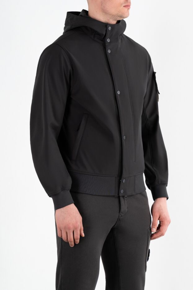 Stone Island men's dark blue windbreaker with logo with zipper and buttons 186943 - photo 3