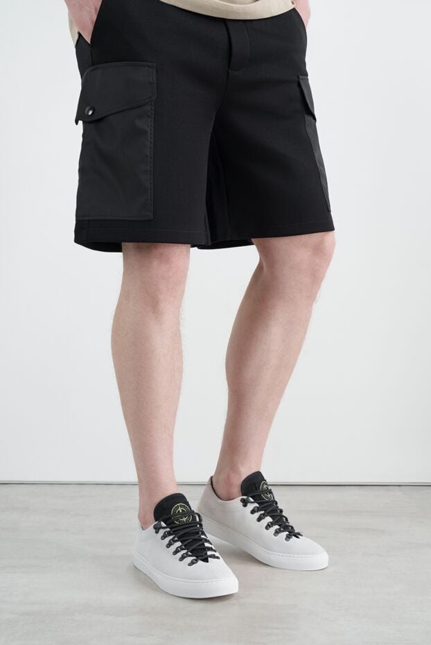 Stone Island men's white nubuck sneakers with black laces 186945 - photo 2