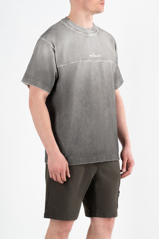Stone Island t-shirt with compass print and ombre effect gray men's 186951 - photo 3