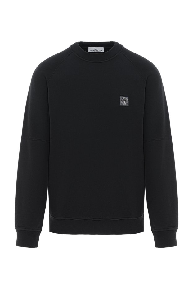 Stone Island men's black cotton sweatshirt with logo 186956 - photo 1