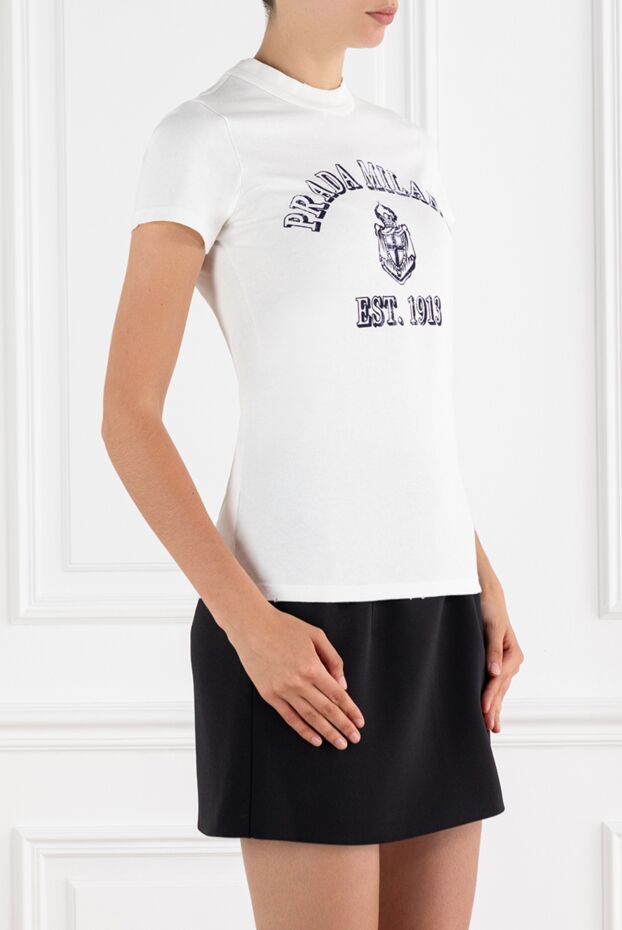 Prada футболка з білої бавовни з графічним логотипом. 186987 - фото 3