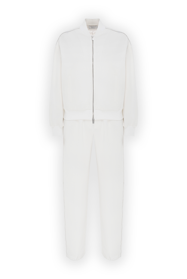 Peserico soft stretch cotton bomber sweatshirt with pants white 187001 - photo 1