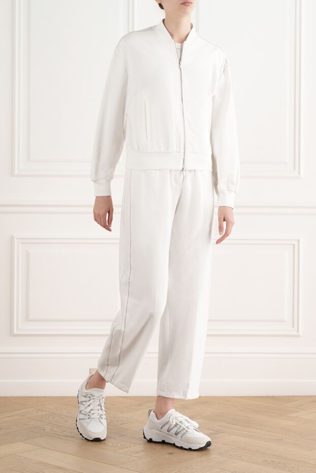 Peserico soft stretch cotton bomber sweatshirt with pants white 187001 - photo 2