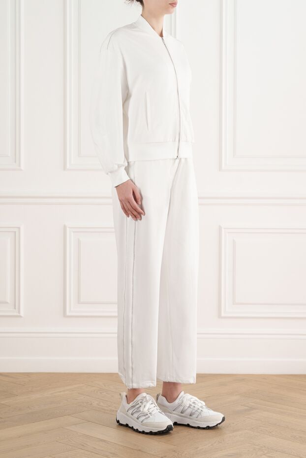 Peserico soft stretch cotton bomber sweatshirt with pants white 187001 - photo 3