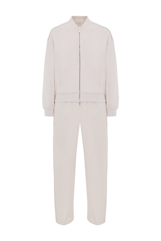 Peserico beige soft stretch cotton bomber sweatshirt with pants 187002 - photo 1