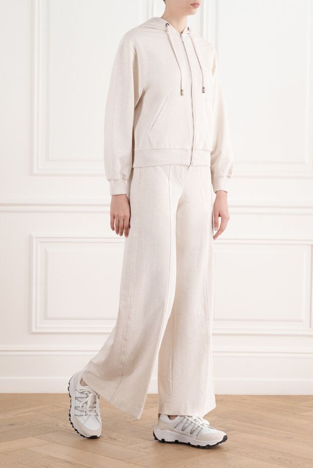 Peserico soft stretch cotton sweatshirt with trousers, beige 187003 - photo 3