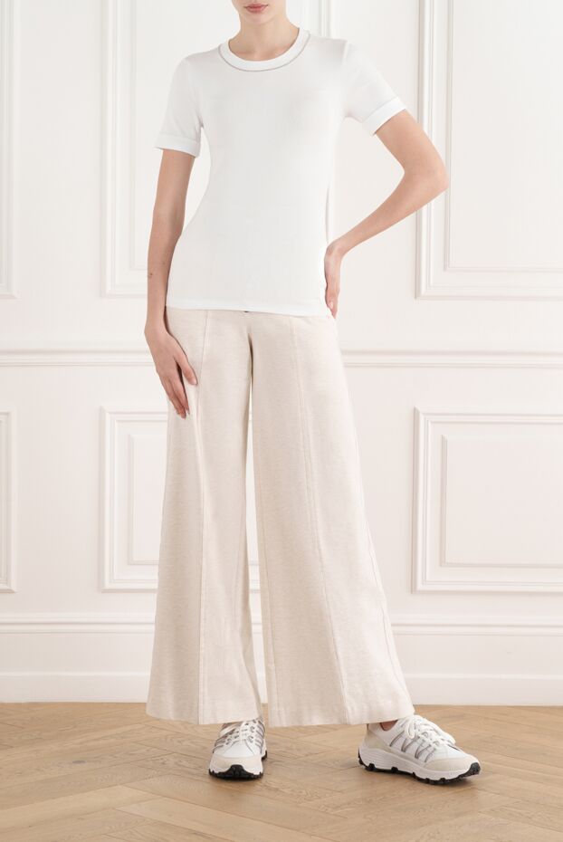 Peserico white women's micro-ribbed stretch jersey t-shirt 187011 - photo 2