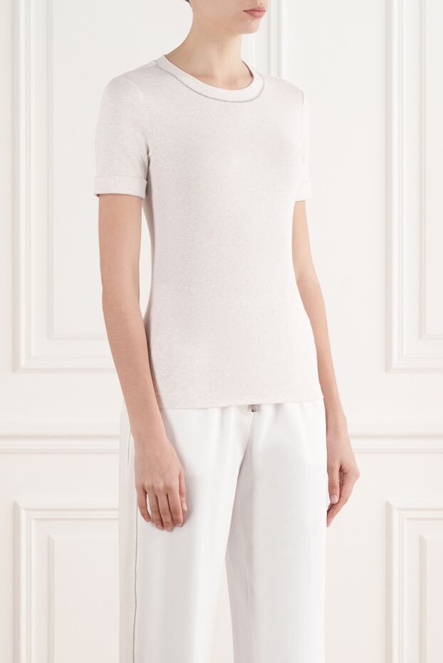 Peserico beige women's micro-ribbed stretch jersey t-shirt 187013 - photo 3
