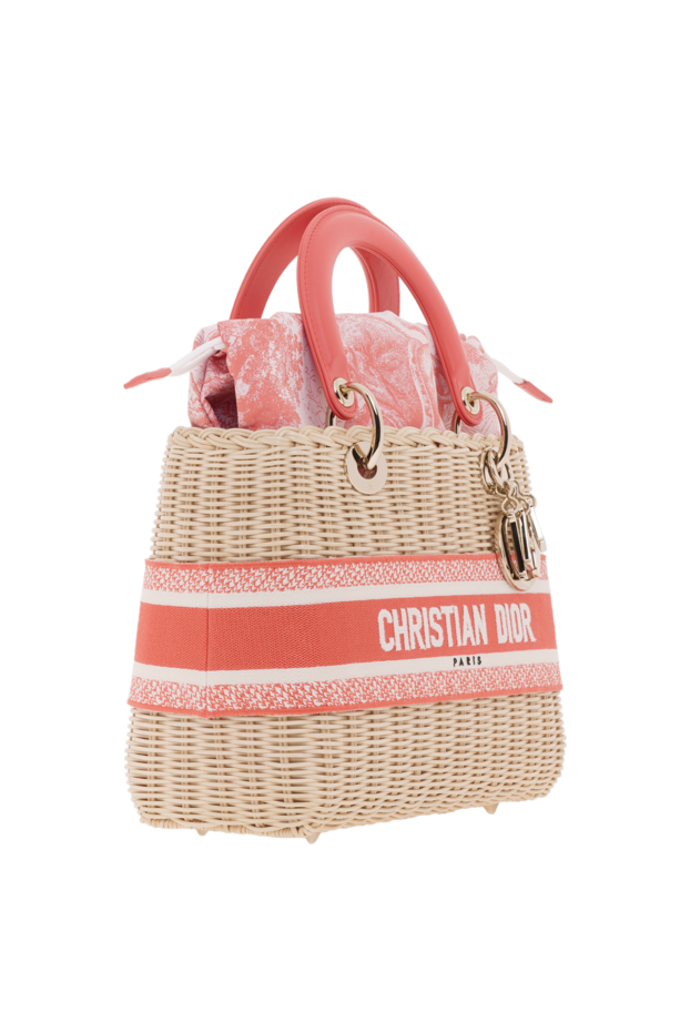 Dior women's woven bag with short handles and embroidery 187025 - photo 3