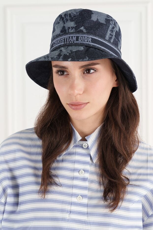 Dior women's blue panama hat with cotton logo 187030 - photo 2