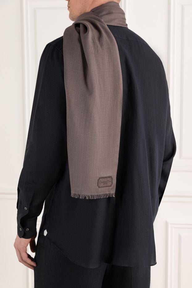 Dior scarf with fringe and logo patch, brown for men 187037 - photo 2