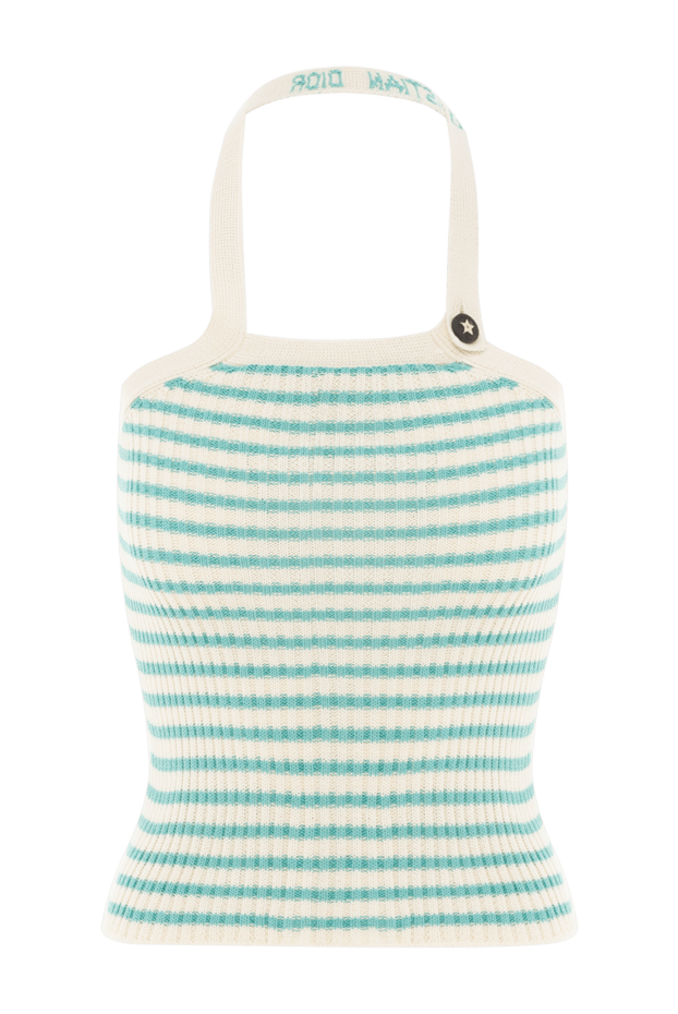 Dior white cotton top with green stripes 187046 - photo 1