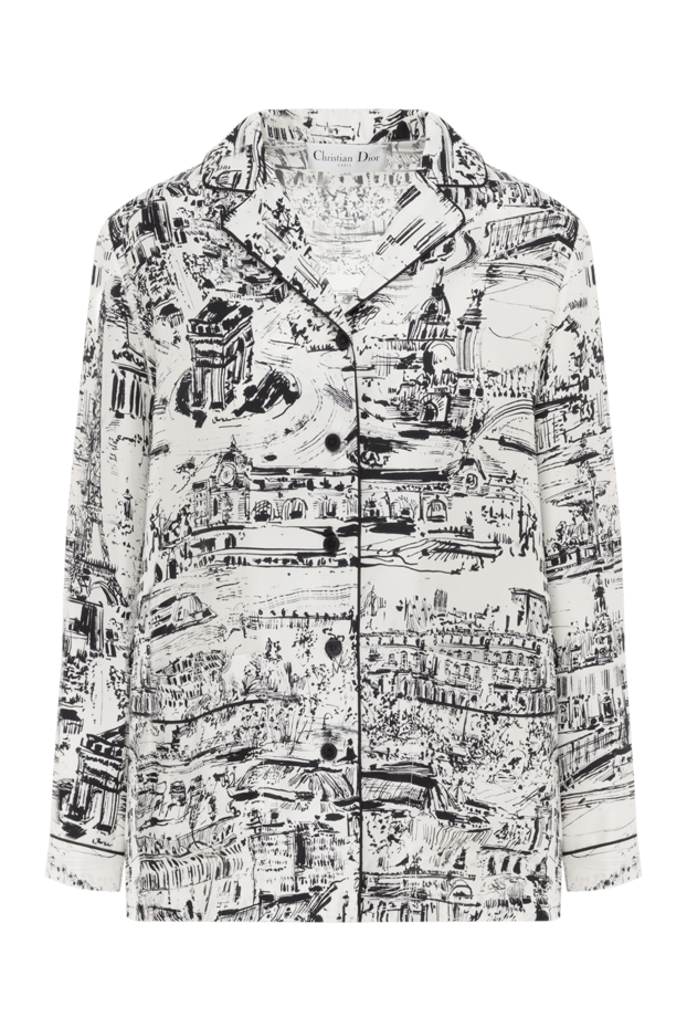 Dior сорочка з білого та чорного шовкового твила 187049 - фото 1