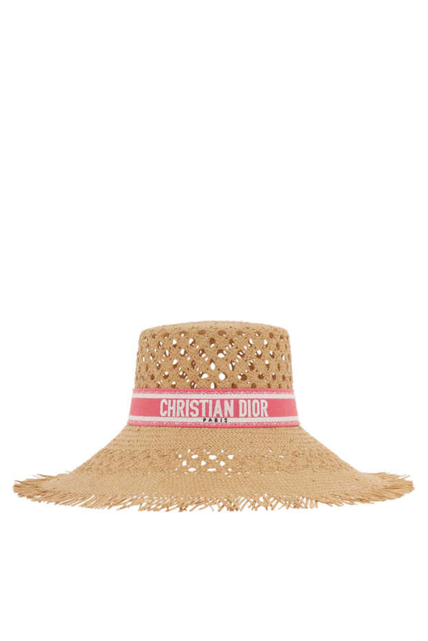 Dior women's yellow straw hat with logo 187066 - photo 1