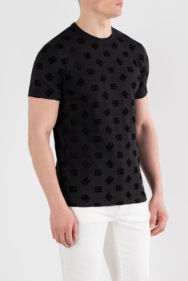 Dolce & Gabbana cotton t-shirt with all-over flocked dg print 187080 - photo 3