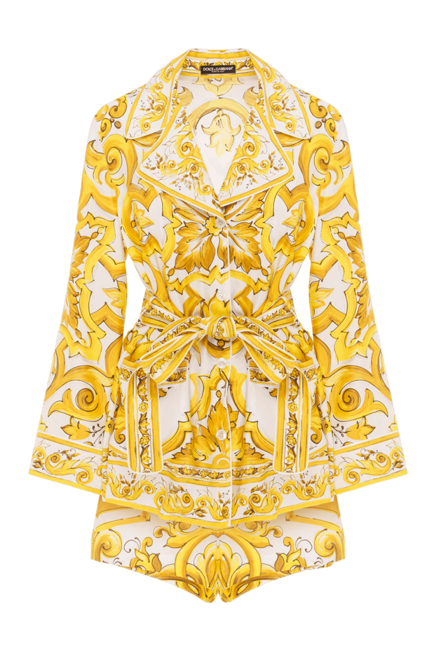 Dolce & Gabbana silk twill short suit with majolica print yellow 187081 - photo 1