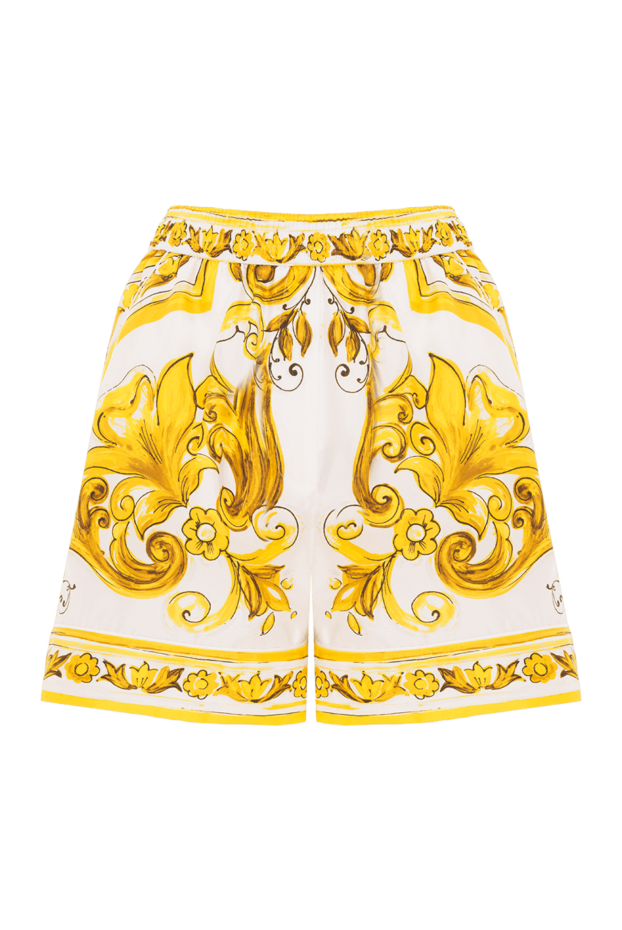 Dolce & Gabbana silk twill shorts with majolica print yellow 187082 - photo 1