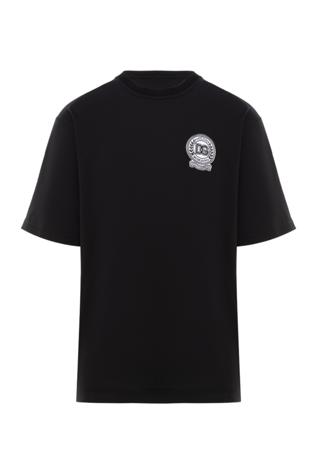 Dolce & Gabbana black cotton t-shirt with embroidered logo 187089 - photo 1