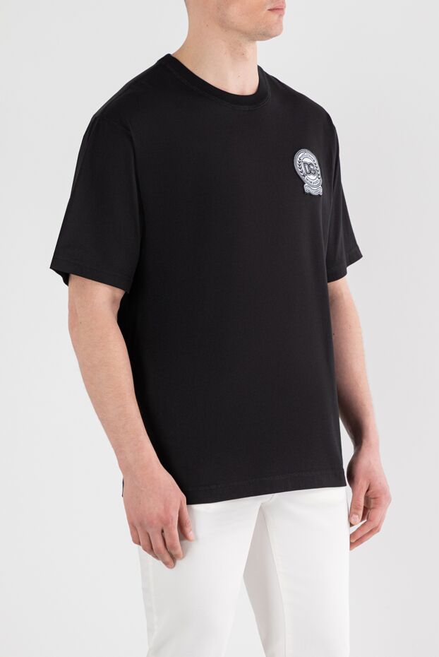Dolce & Gabbana black cotton t-shirt with embroidered logo 187089 - photo 3