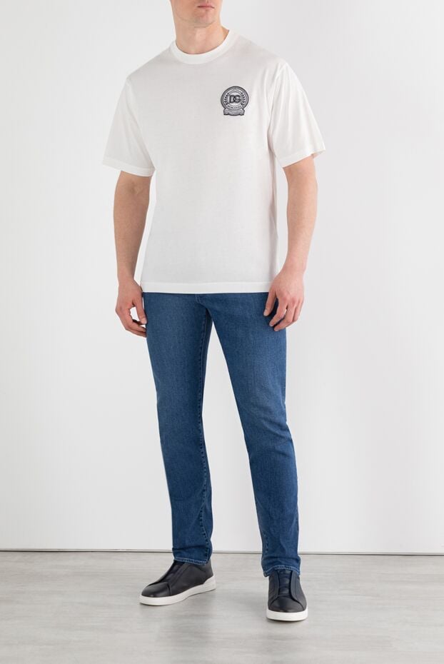 Dolce & Gabbana white cotton t-shirt with embroidered logo 187090 - photo 2
