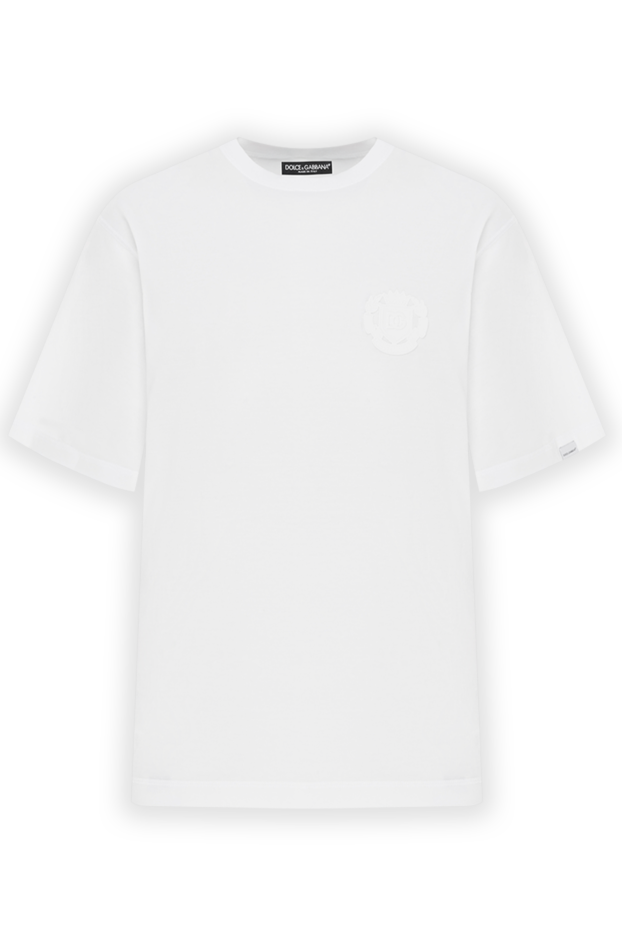 Dolce & Gabbana cotton jersey t-shirt with embroidered dg heraldic logo white 187092 - photo 1