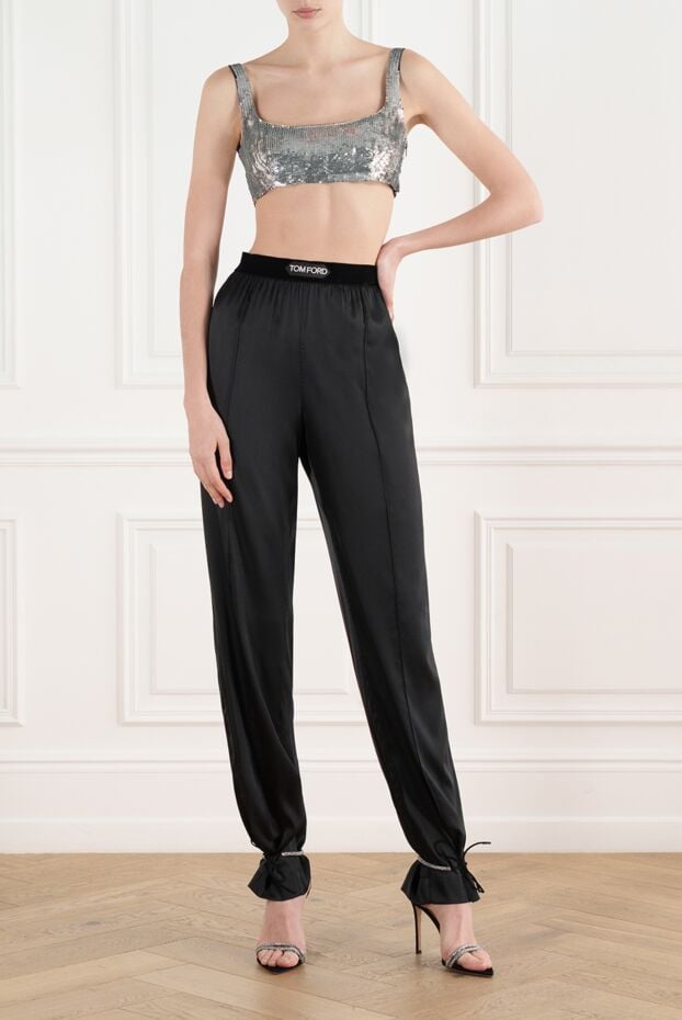 Tom Ford women's black satin trousers with logo 187098 - photo 2