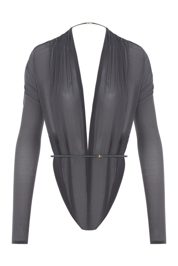 Saint Laurent темно-сіре еластичне боді шовкове 187113 - фото 1