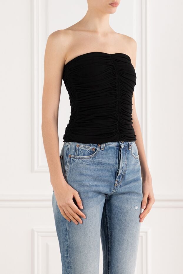Saint Laurent black ruched strapless top 187116 - photo 3
