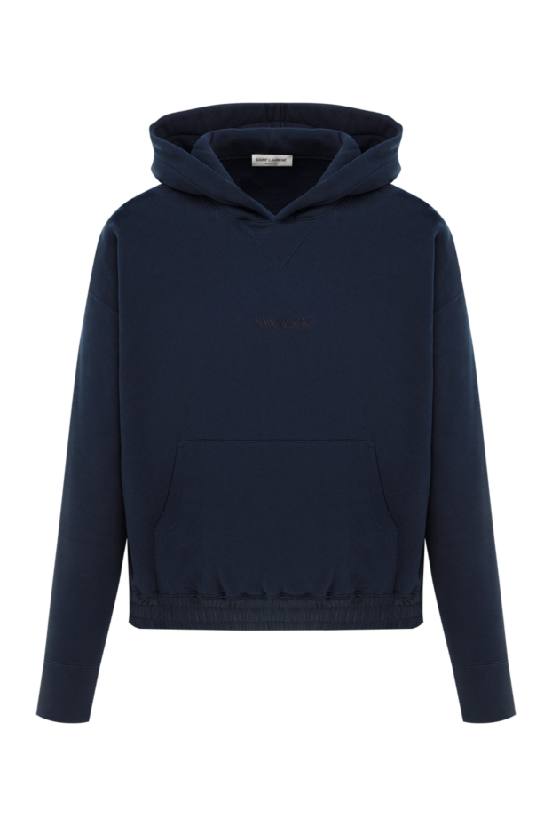 Saint Laurent blue cotton hoodie with hood and embroidered logo 187118 - photo 1