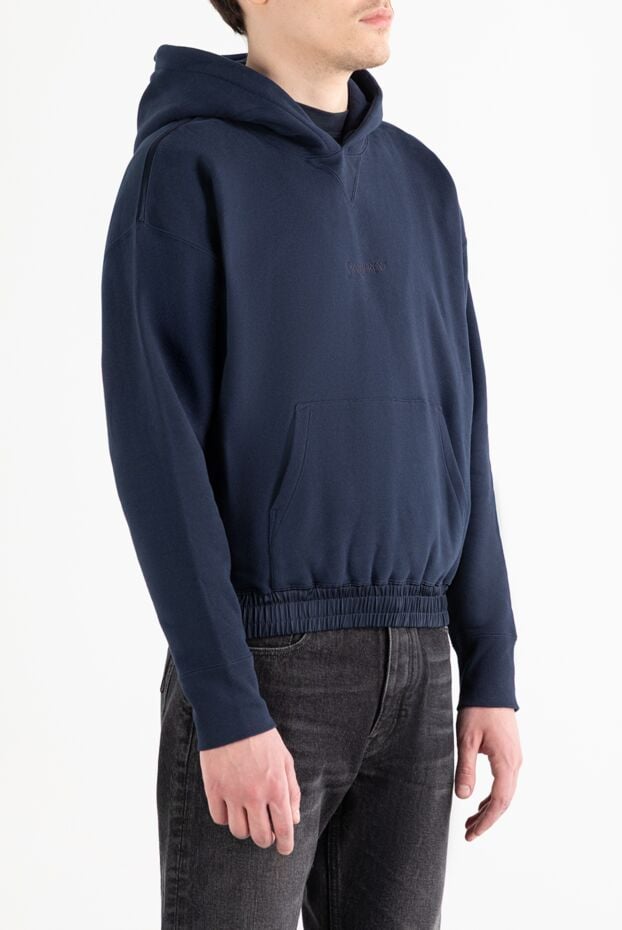 Saint Laurent blue cotton hoodie with hood and embroidered logo 187118 - photo 3