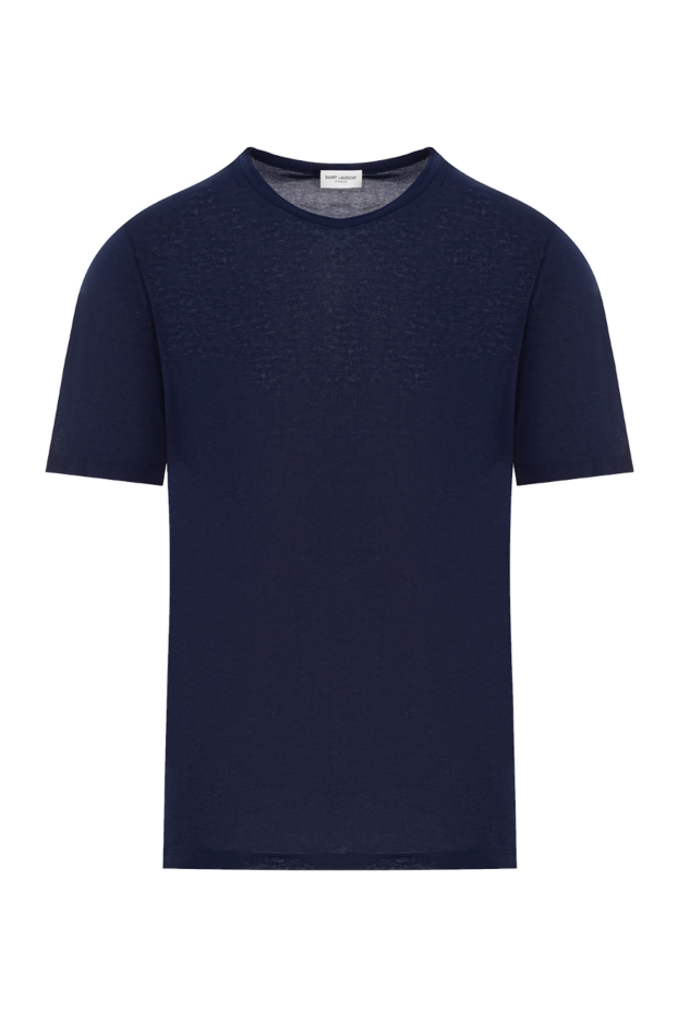 Saint Laurent plain blue viscose t-shirt for men 187119 - photo 1
