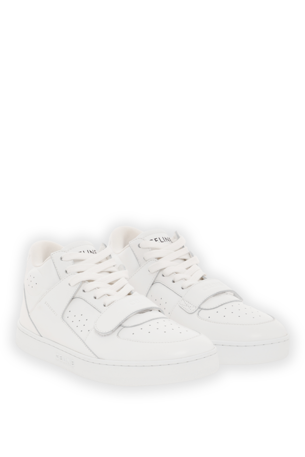 Celine white leather high top sneakers ct-02 with logo 187127 - photo 3