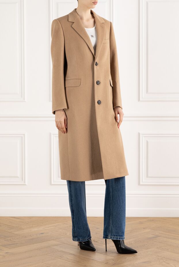 Celine women's beige camel wool chesterfield coat 187128 - photo 3