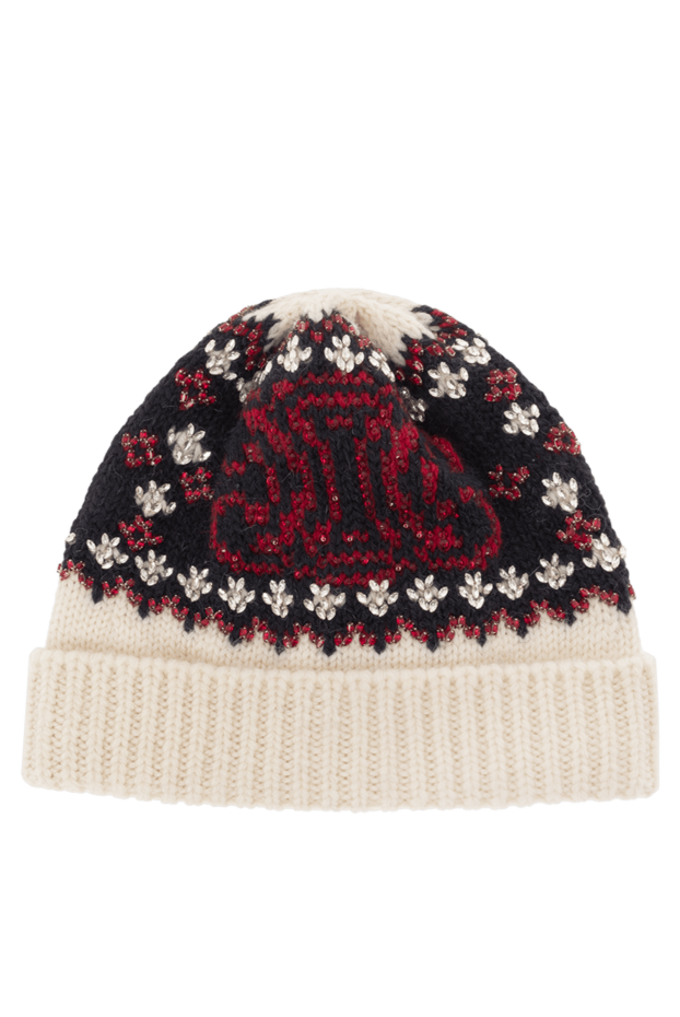 Celine fair isle embroidered wool beanie white 187135 - photo 1