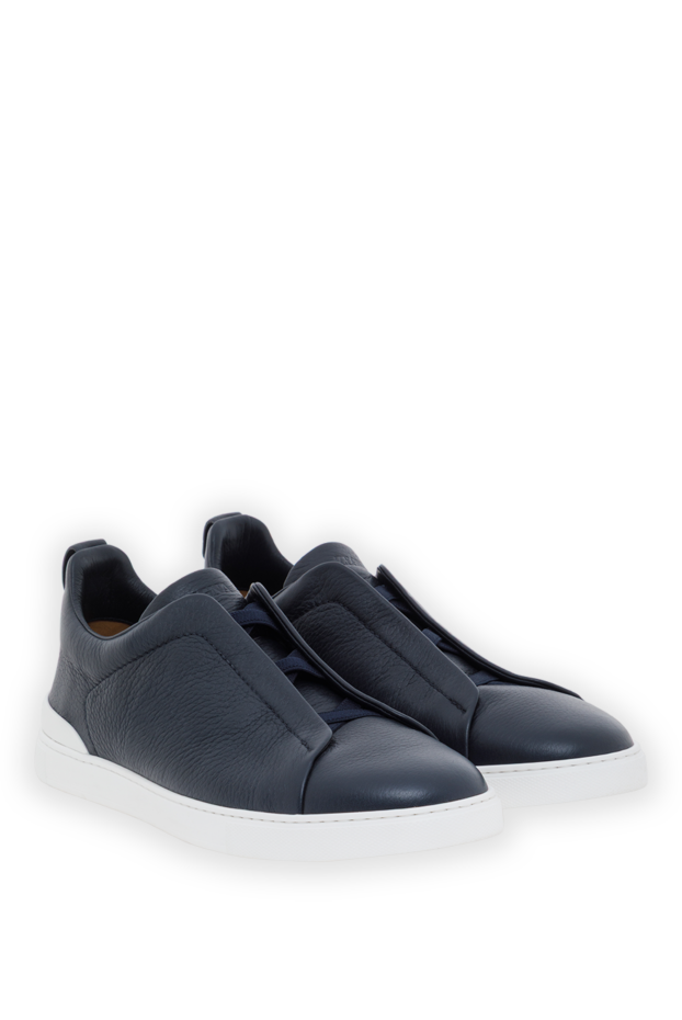 Ermenegildo Zegna triple stitch sneaker in navy deerskin 187136 - photo 3