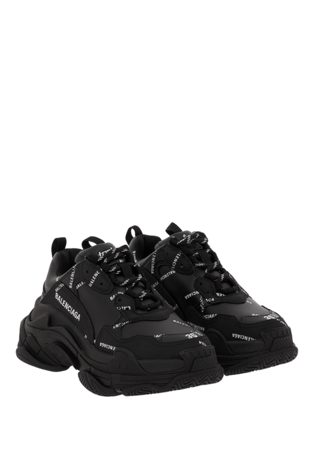 Balenciaga triple s sneakers in black leather with logo 187149 - photo 3