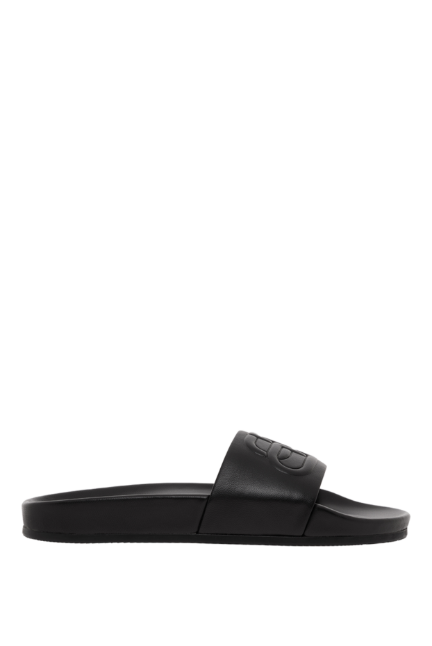 Balenciaga leather slides with embossed logo black 187150 - photo 1